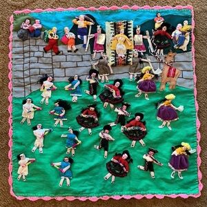 Vtg Peruvian Arpillera Wall Hanging Folk Art Tapestry Textile 3D Handmade 20”